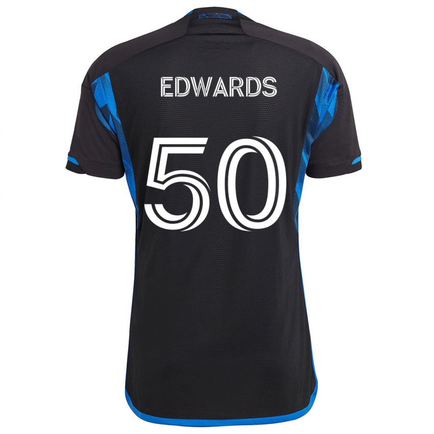 Criança Camisola Aaron Edwards #50 Azul Preto Principal 2024/25 Camisa