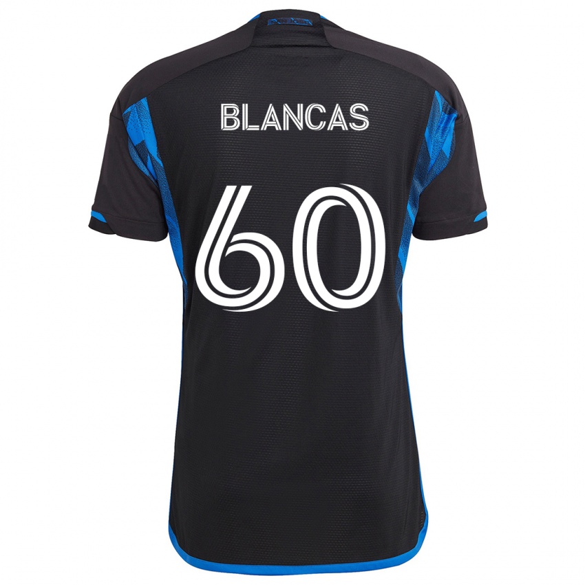 Criança Camisola Eduardo Blancas #60 Azul Preto Principal 2024/25 Camisa