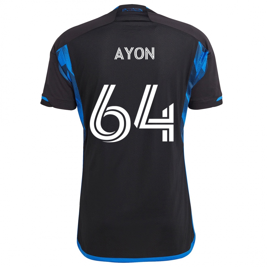 Criança Camisola Jerry Ayon #64 Azul Preto Principal 2024/25 Camisa