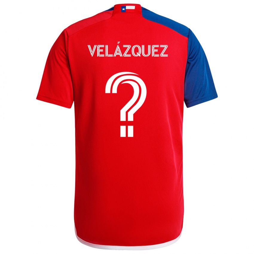 Criança Camisola Ougir Velázquez #0 Azul Vermelho Principal 2024/25 Camisa