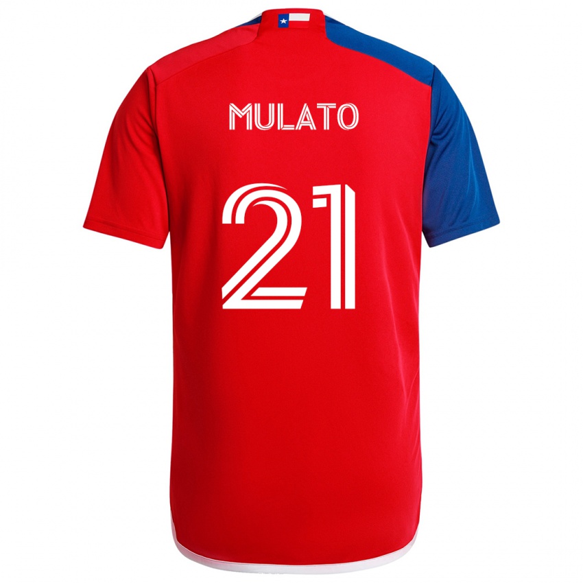 Criança Camisola José Mulato #21 Azul Vermelho Principal 2024/25 Camisa