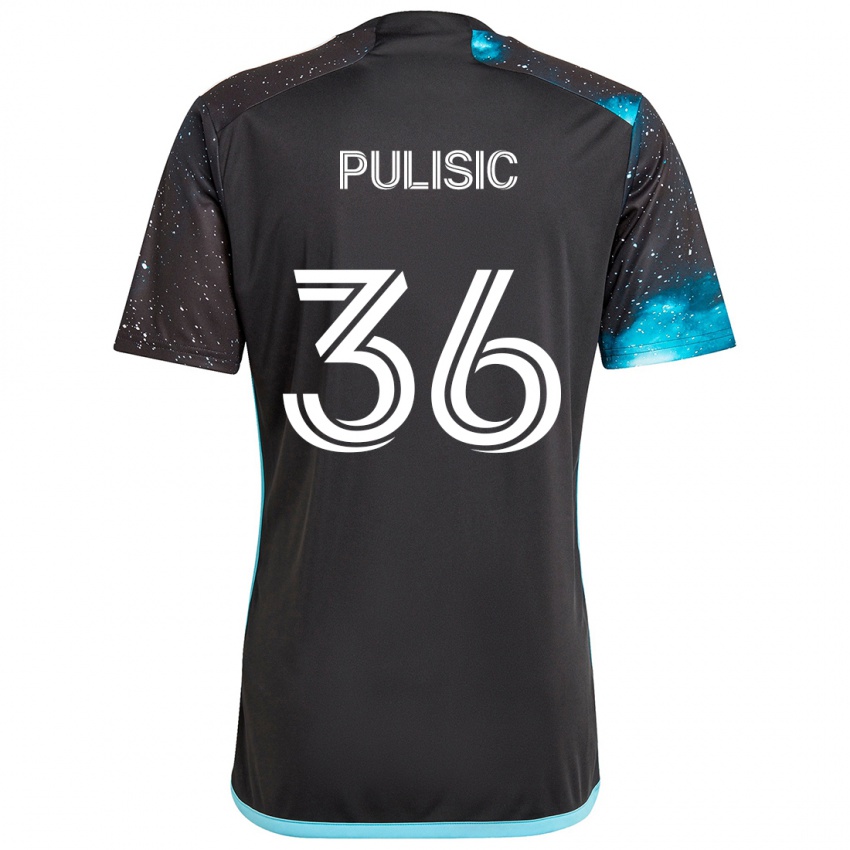 Criança Camisola Will Pulisic #36 Preto Azul Principal 2024/25 Camisa