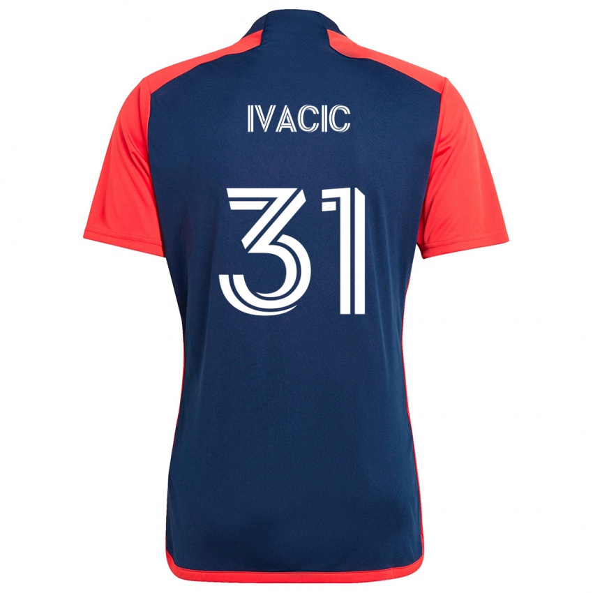 Criança Camisola Aljaz Ivacic #31 Azul Vermelho Principal 2024/25 Camisa