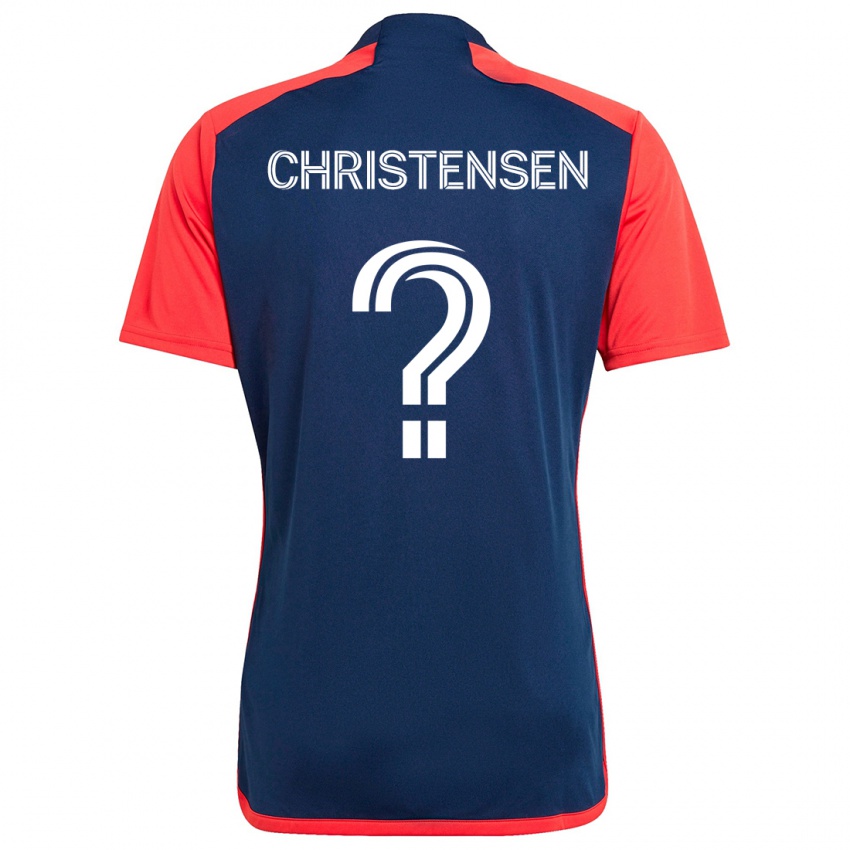 Criança Camisola Kevin Christensen #0 Azul Vermelho Principal 2024/25 Camisa