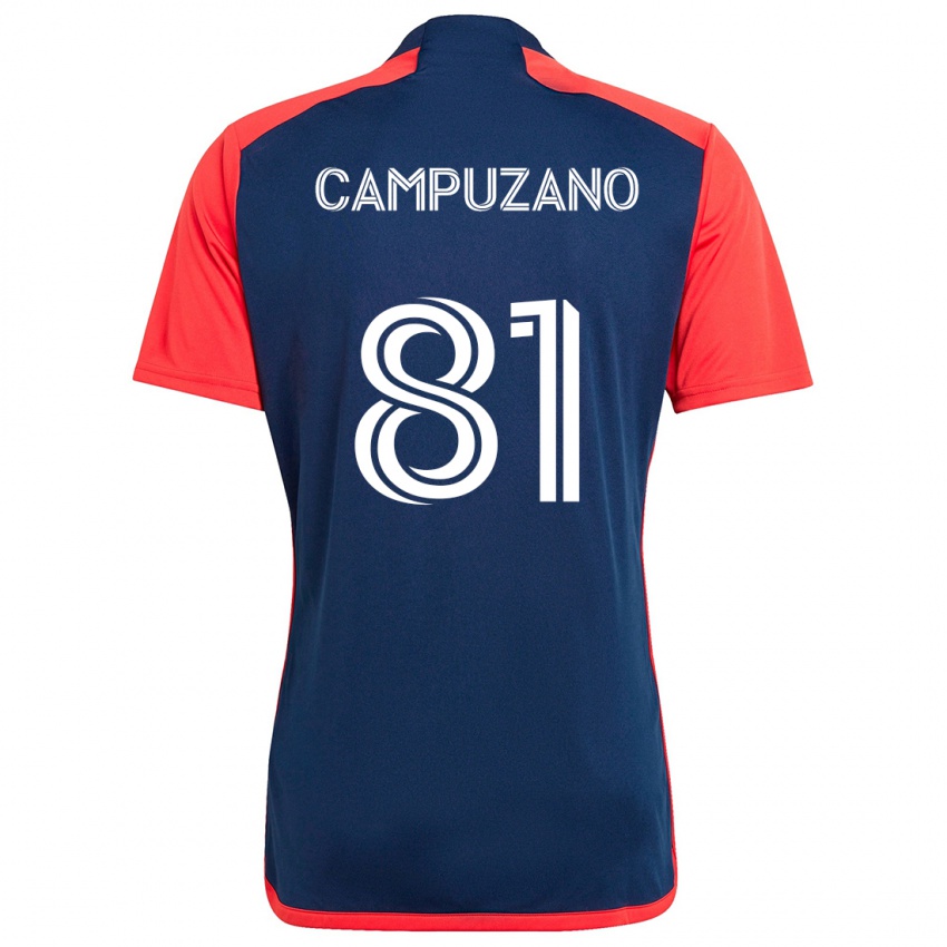 Criança Camisola Nico Campuzano #81 Azul Vermelho Principal 2024/25 Camisa