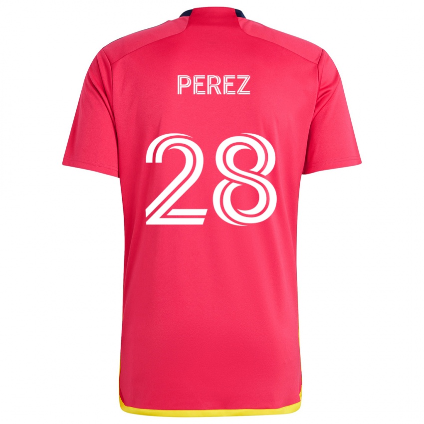 Criança Camisola Miguel Perez #28 Vermelho Azul Principal 2024/25 Camisa