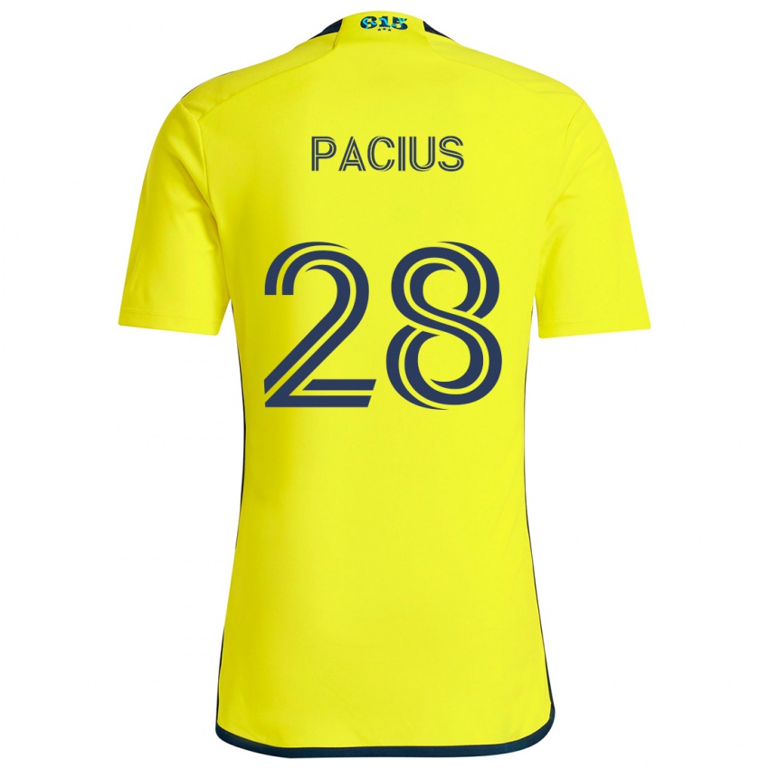 Criança Camisola Woobens Pacius #28 Amarelo Azul Principal 2024/25 Camisa