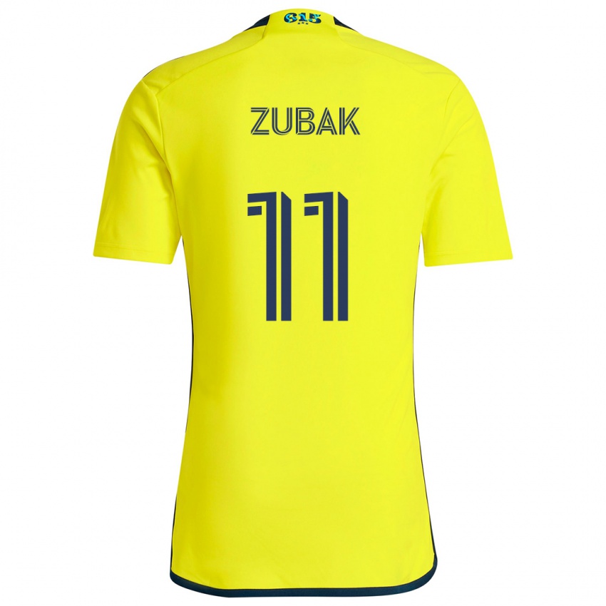 Criança Camisola Ethan Zubak #11 Amarelo Azul Principal 2024/25 Camisa