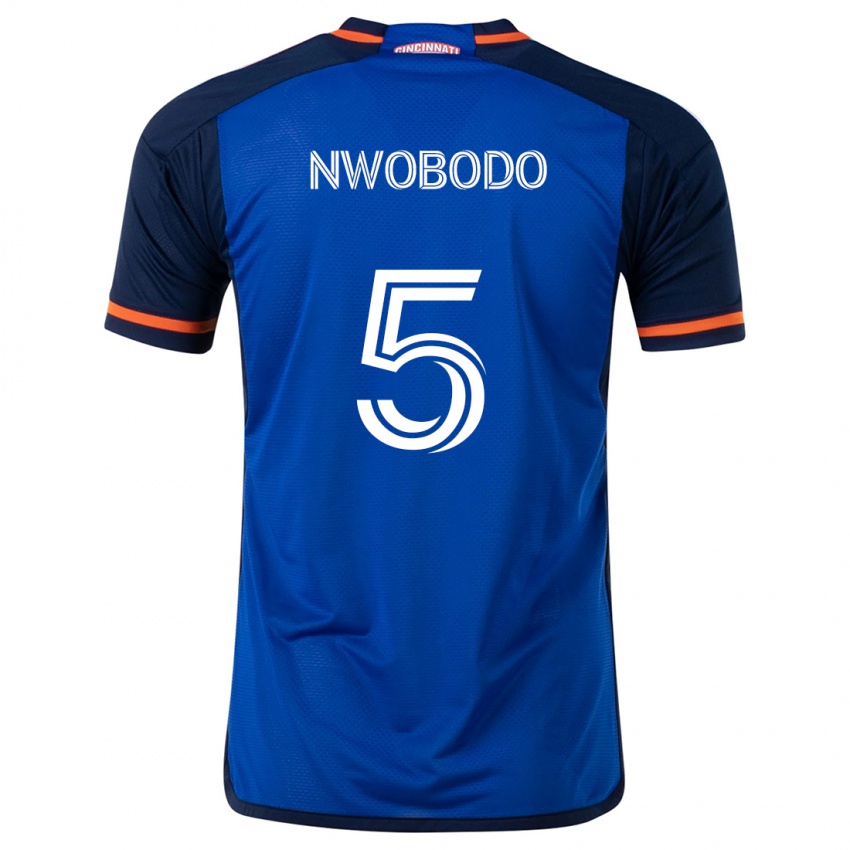 Criança Camisola Obinna Nwobodo #5 Branco Azulado Principal 2024/25 Camisa