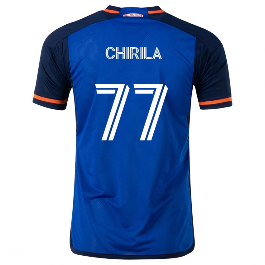 Criança Camisola Stefan Chirila #77 Branco Azulado Principal 2024/25 Camisa