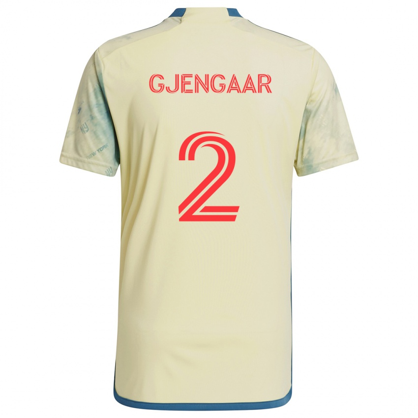 Criança Camisola Dennis Gjengaar #2 Amarelo Vermelho Azul Principal 2024/25 Camisa