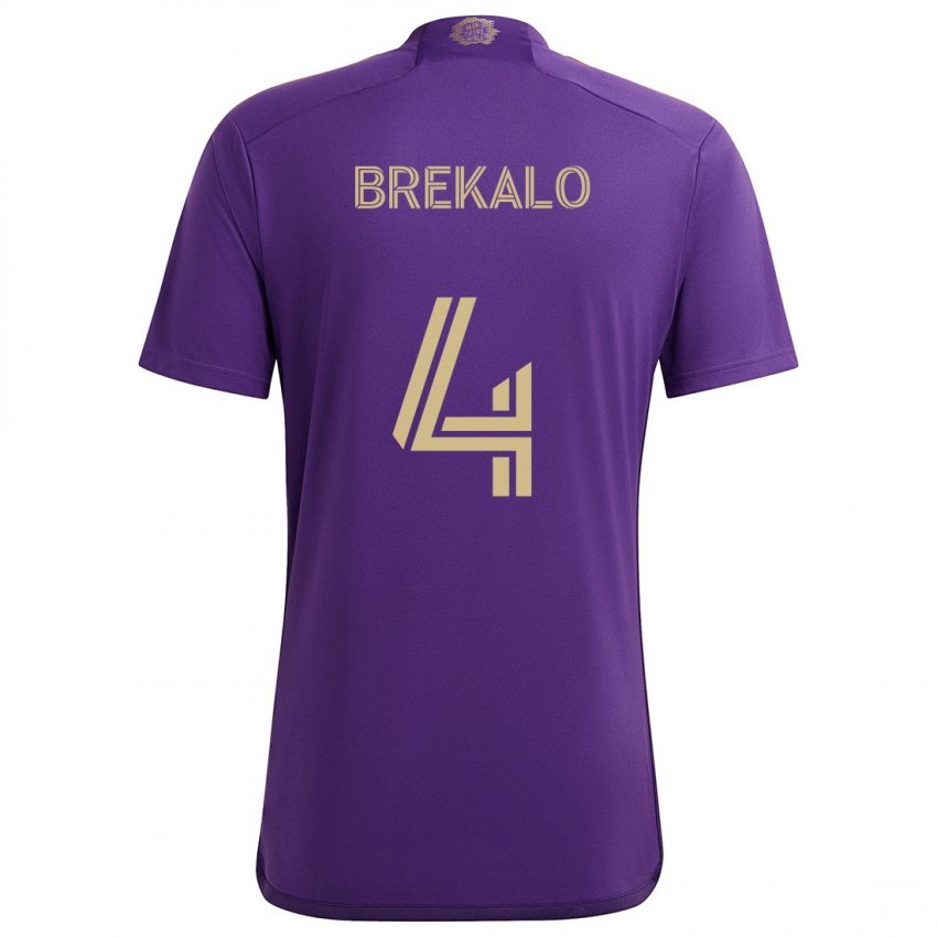 Criança Camisola David Brekalo #4 Roxo Amarelo Principal 2024/25 Camisa