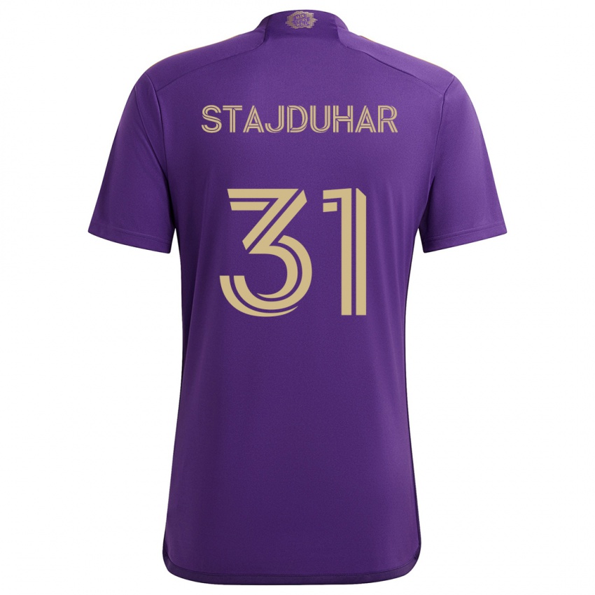 Criança Camisola Mason Stajduhar #31 Roxo Amarelo Principal 2024/25 Camisa