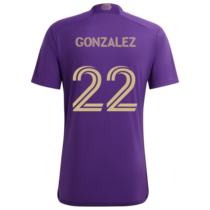 Criança Camisola Gastón González #22 Roxo Amarelo Principal 2024/25 Camisa