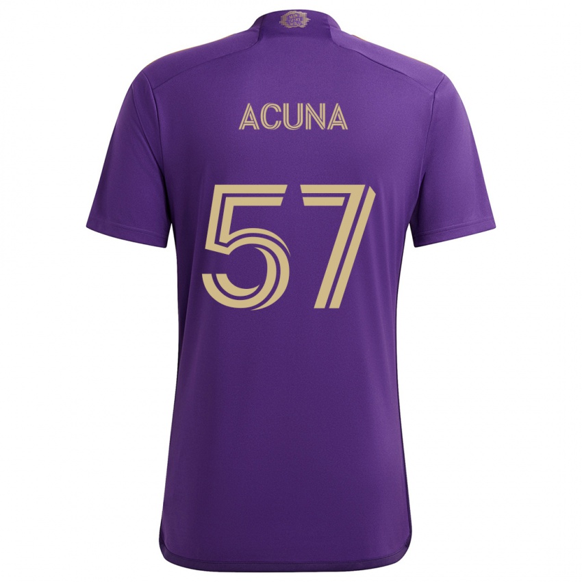 Criança Camisola Cristofer Acuña #57 Roxo Amarelo Principal 2024/25 Camisa