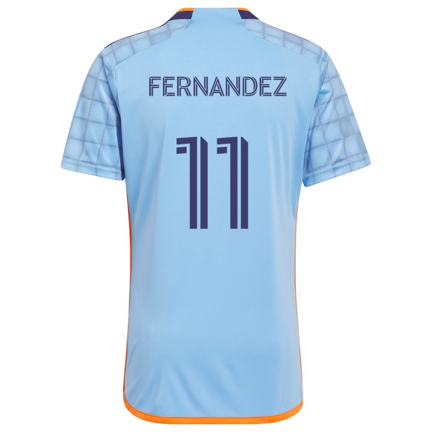 Criança Camisola Julián Fernández #11 Azul Laranja Principal 2024/25 Camisa