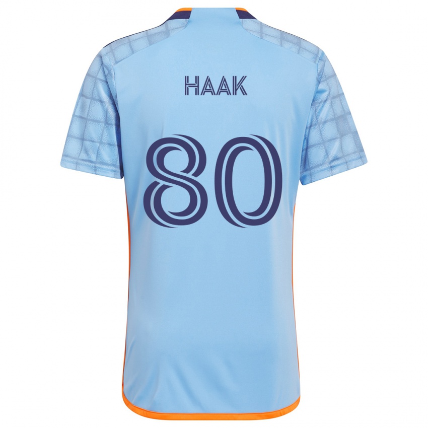 Criança Camisola Justin Haak #80 Azul Laranja Principal 2024/25 Camisa