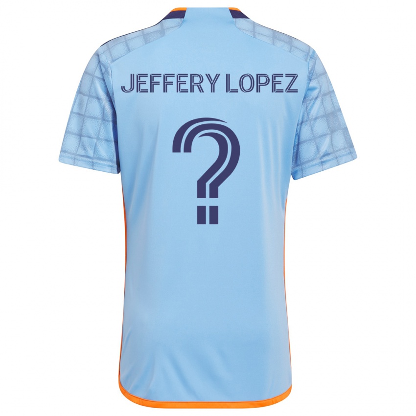 Criança Camisola Jeffery López #0 Azul Laranja Principal 2024/25 Camisa