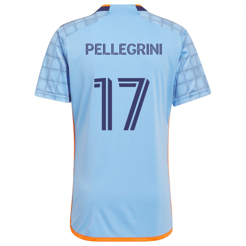 Criança Camisola Matías Pellegrini #17 Azul Laranja Principal 2024/25 Camisa