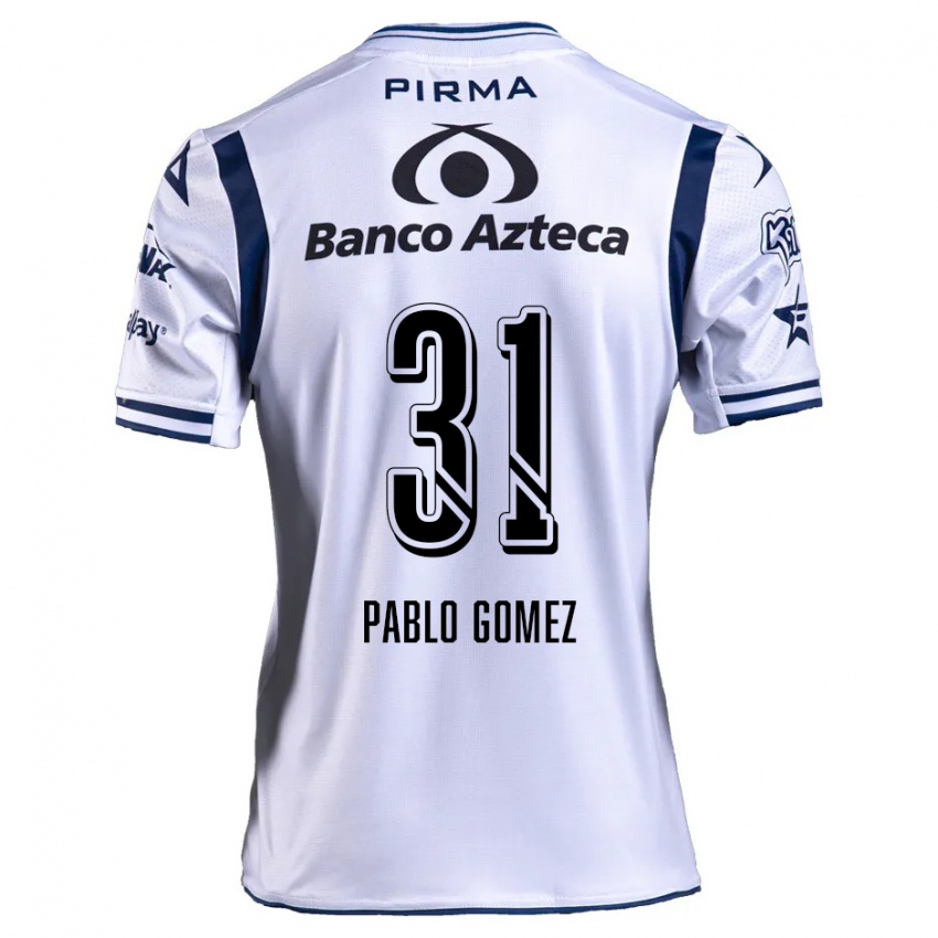 Criança Camisola Juan Pablo Gómez #31 Branco Azul Marinho Principal 2024/25 Camisa