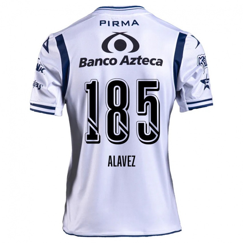 Criança Camisola Brian Alavez #185 Branco Azul Marinho Principal 2024/25 Camisa