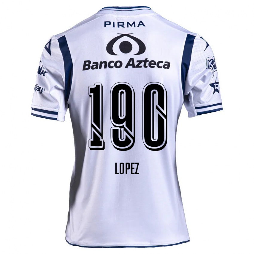 Criança Camisola Josué López #190 Branco Azul Marinho Principal 2024/25 Camisa