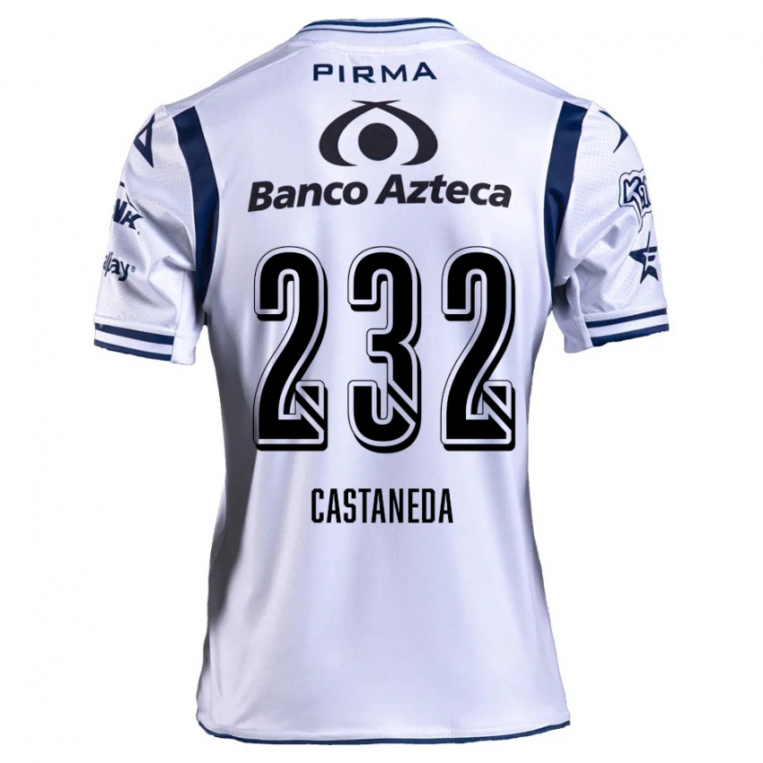 Criança Camisola Ángel Castañeda #232 Branco Azul Marinho Principal 2024/25 Camisa