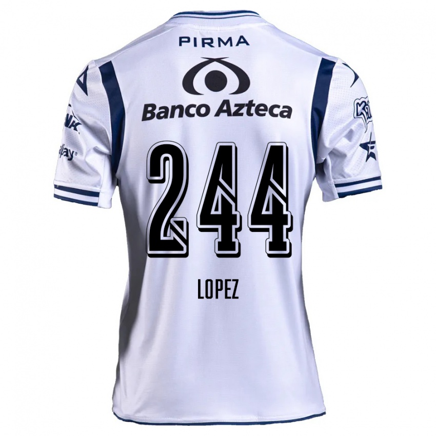 Criança Camisola Daniel López #244 Branco Azul Marinho Principal 2024/25 Camisa