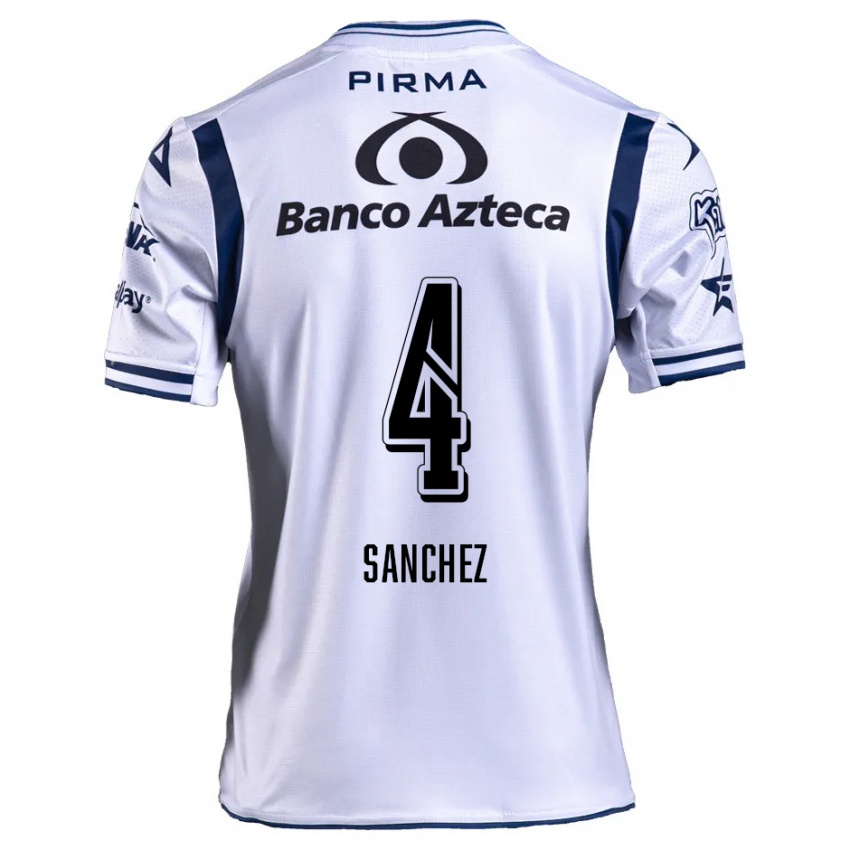 Criança Camisola Liliana Sánchez #4 Branco Azul Marinho Principal 2024/25 Camisa