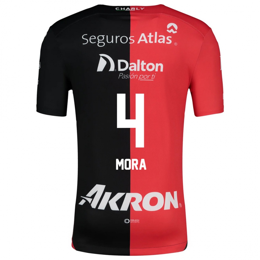 Criança Camisola Adrián Mora #4 Vermelho Preto Principal 2024/25 Camisa