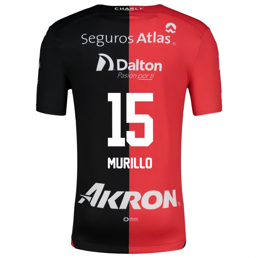 Criança Camisola Jhon Murillo #15 Vermelho Preto Principal 2024/25 Camisa