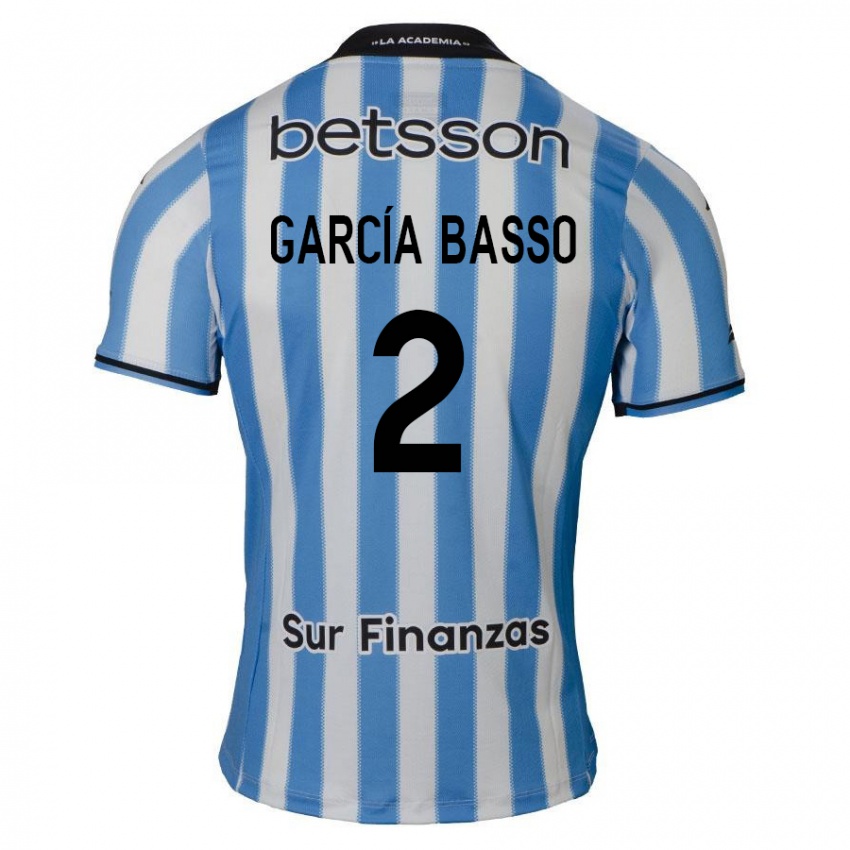 Criança Camisola Agustín García Basso #2 Azul Branco Preto Principal 2024/25 Camisa