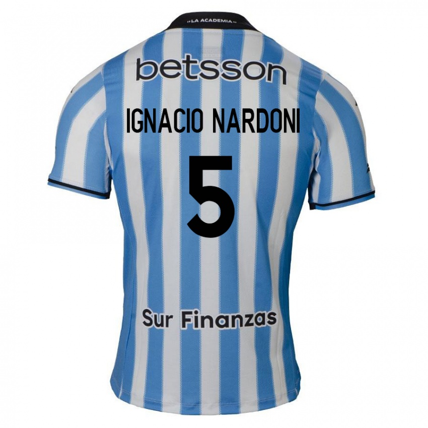 Criança Camisola Juan Ignacio Nardoni #5 Azul Branco Preto Principal 2024/25 Camisa