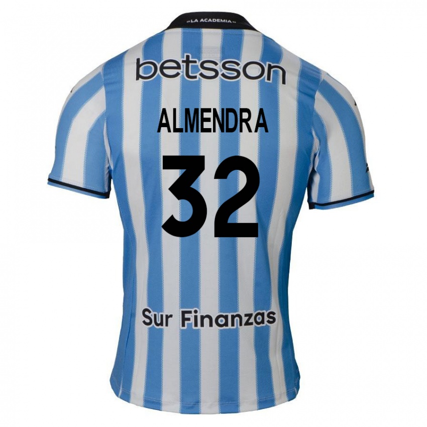 Criança Camisola Agustin Almendra #32 Azul Branco Preto Principal 2024/25 Camisa