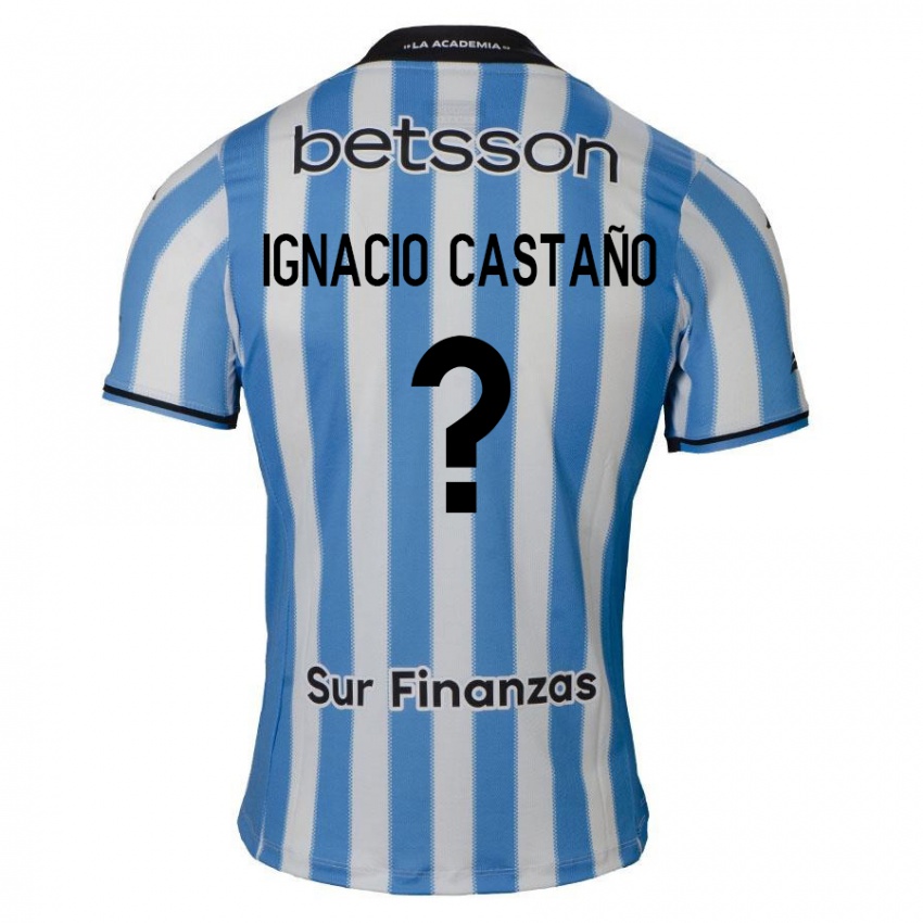 Criança Camisola Juan Ignacio Castaño #0 Azul Branco Preto Principal 2024/25 Camisa