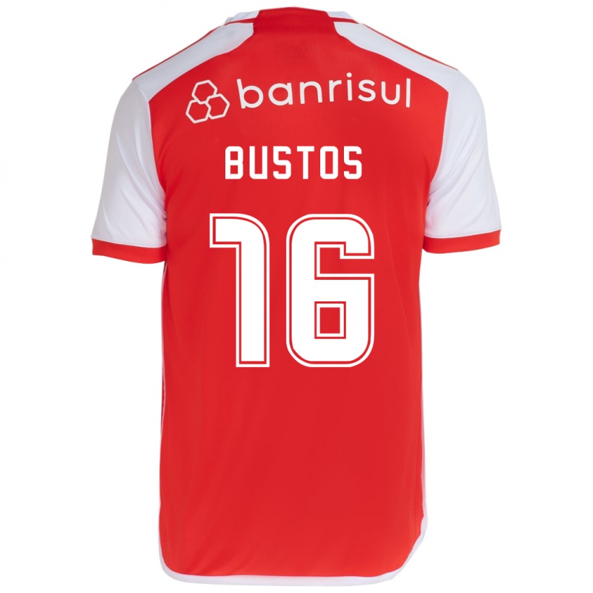 Criança Camisola Fabricio Bustos #16 Vermelho Branco Principal 2024/25 Camisa