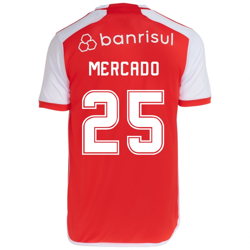 Criança Camisola Gabriel Mercado #25 Vermelho Branco Principal 2024/25 Camisa