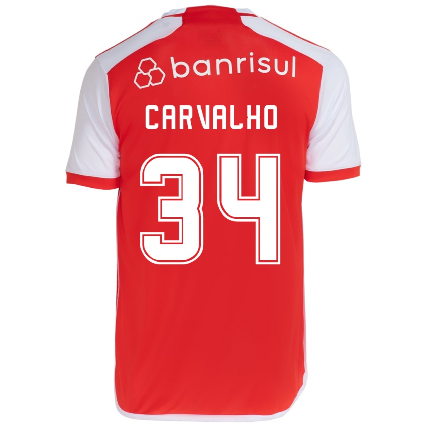 Criança Camisola Gabriel Carvalho #34 Vermelho Branco Principal 2024/25 Camisa