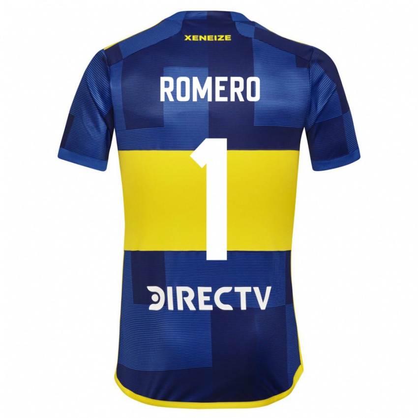 Criança Camisola Sergio Romero #1 Azul Amarelo Principal 2024/25 Camisa