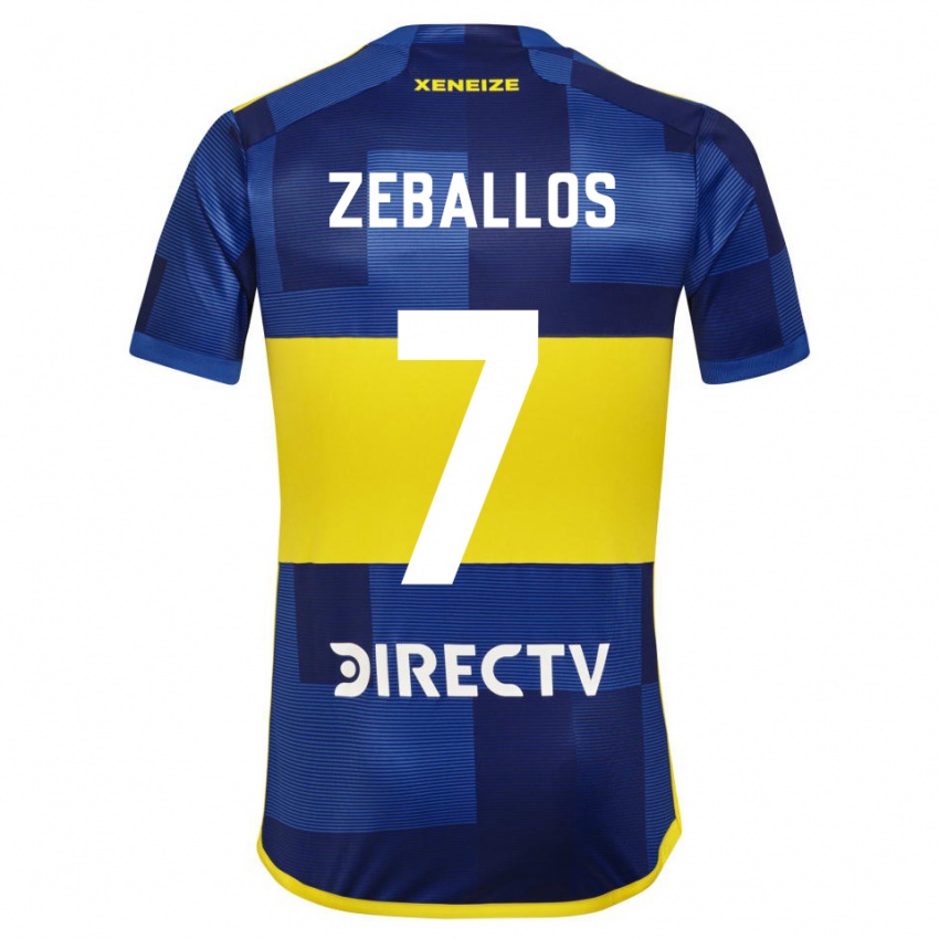 Criança Camisola Exequiel Zeballos #7 Azul Amarelo Principal 2024/25 Camisa