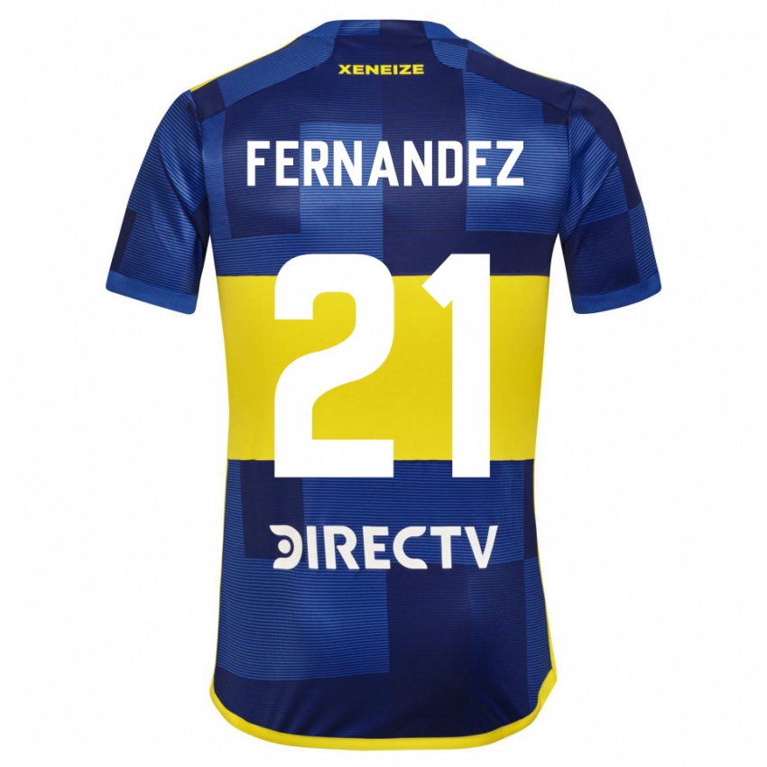 Criança Camisola Ezequiel Fernandez #21 Azul Amarelo Principal 2024/25 Camisa