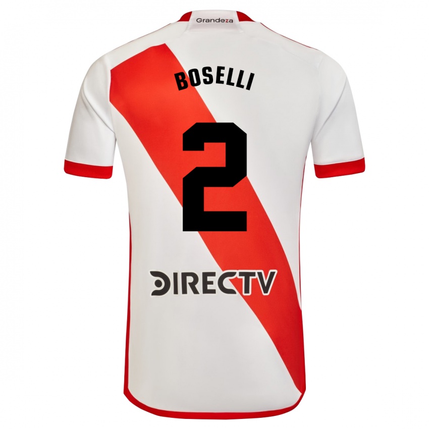 Criança Camisola Sebastián Boselli #2 Branco Vermelho Principal 2024/25 Camisa