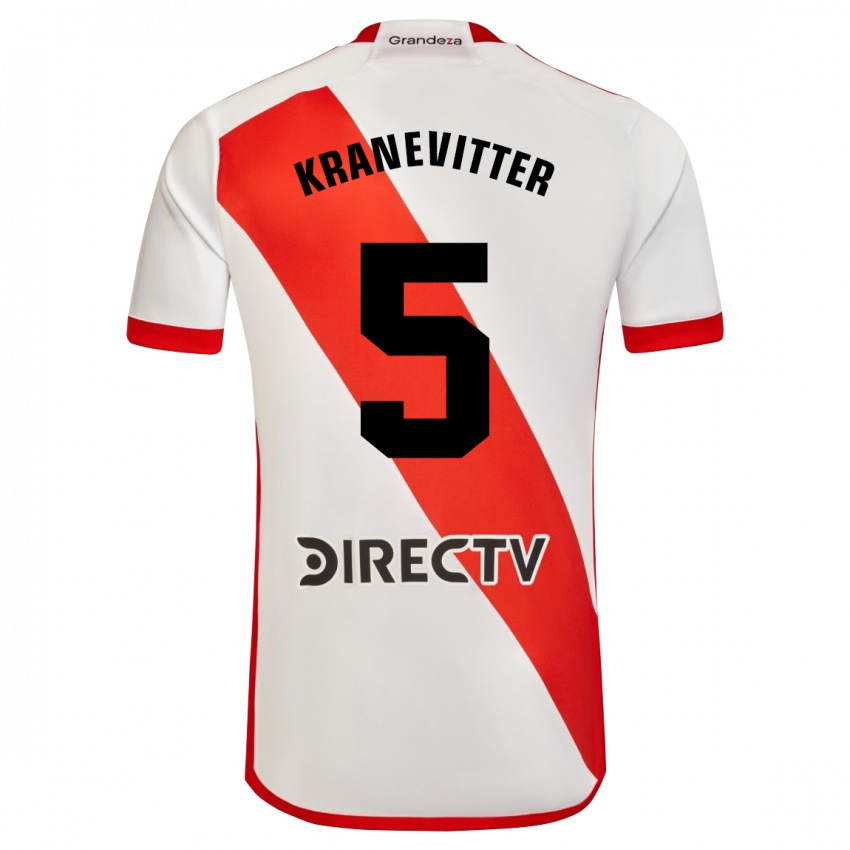 Criança Camisola Matías Kranevitter #5 Branco Vermelho Principal 2024/25 Camisa