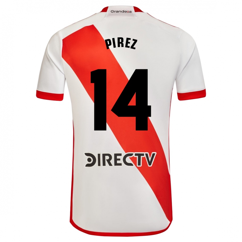 Criança Camisola Leandro González Pírez #14 Branco Vermelho Principal 2024/25 Camisa