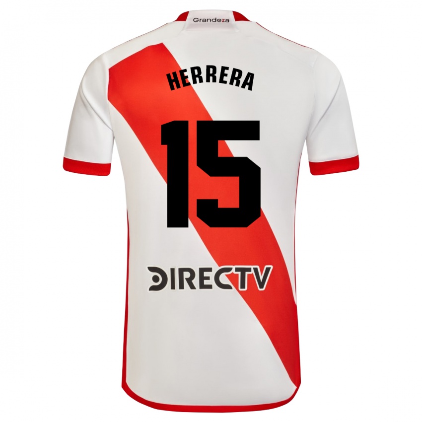 Criança Camisola Andrés Herrera #15 Branco Vermelho Principal 2024/25 Camisa