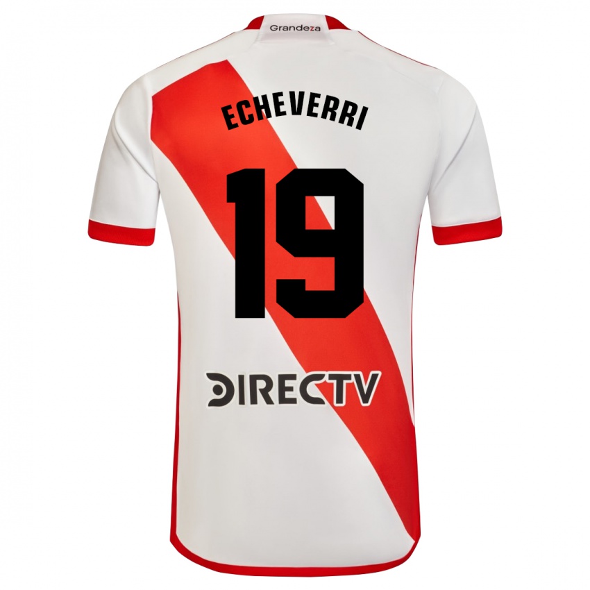 Criança Camisola Claudio Echeverri #19 Branco Vermelho Principal 2024/25 Camisa