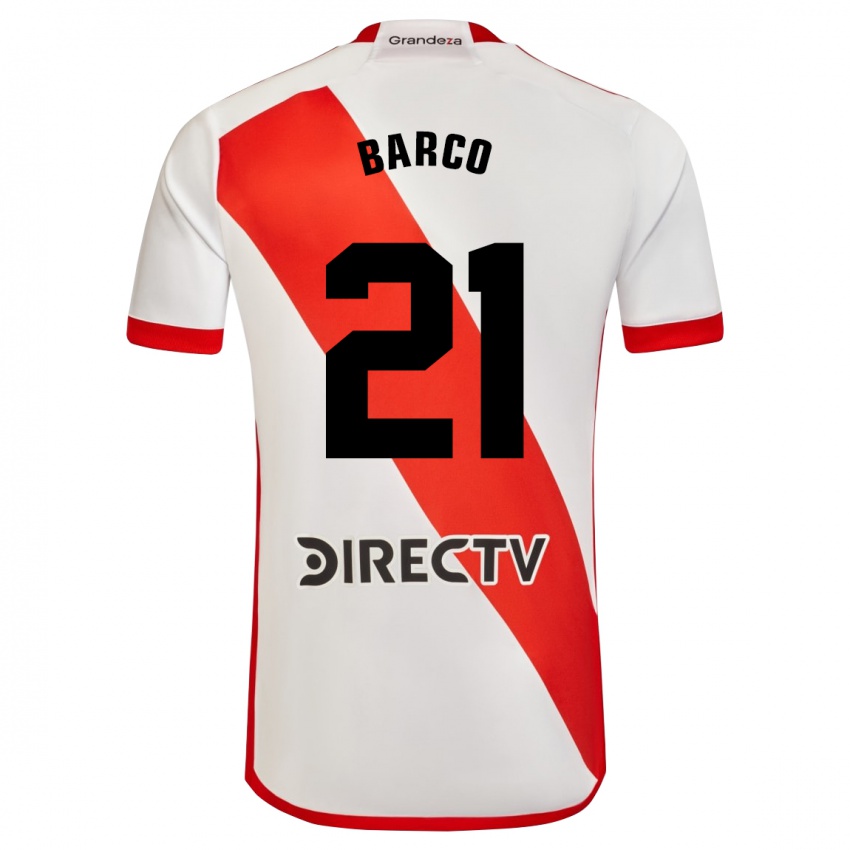 Criança Camisola Esequiel Barco #21 Branco Vermelho Principal 2024/25 Camisa