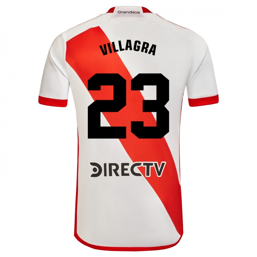 Criança Camisola Rodrigo Villagra #23 Branco Vermelho Principal 2024/25 Camisa