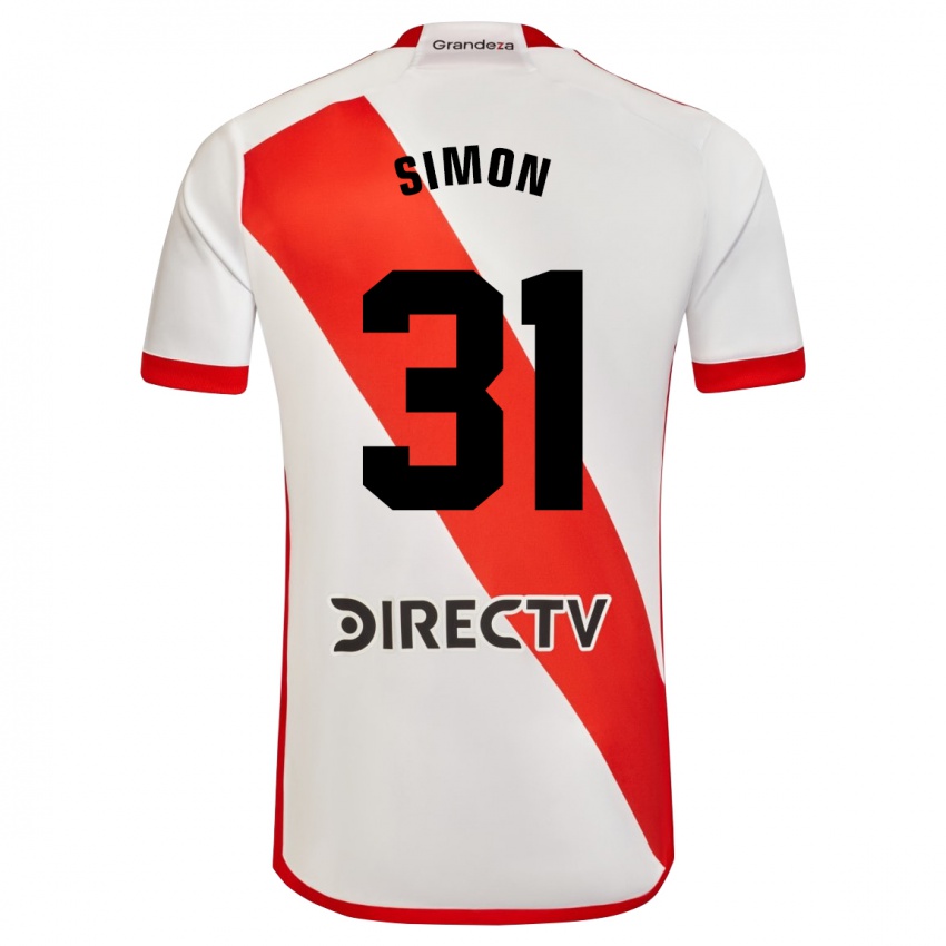 Criança Camisola Santiago Simon #31 Branco Vermelho Principal 2024/25 Camisa