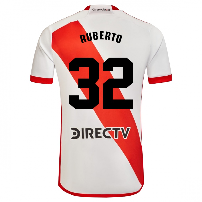 Criança Camisola Agustín Ruberto #32 Branco Vermelho Principal 2024/25 Camisa